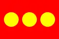 Red flag with three yellow discs (Christiania flag)