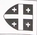 The flag of medieval Corycus, a port city of Armenian Kingdom of Cilicia, shown on the Villadestes atlas kept in the Topkapi Museum, as well as in the Book of Knowledge of All Kingdoms[11][9][10] (1428)