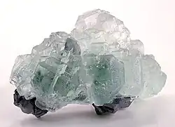 Pastel green fluorite crystal on galena