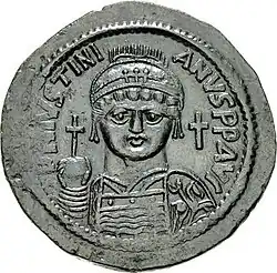 Follis of Justinian minted in Nicomedia.