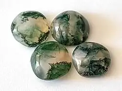 Moss agate cabochons