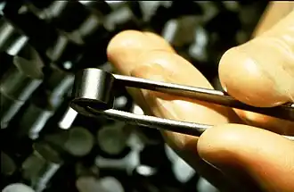 Nuclear Regulatory Commission (NRC) photo of unirradiated (fresh) fuel pellets.