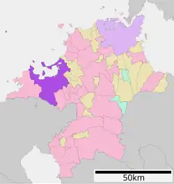 Location of Fukuoka in Fukuoka Prefecture