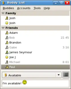 Screenshot of the Gaim buddy list window