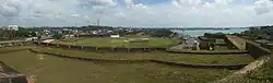 A panoramic view of a cricket stadium