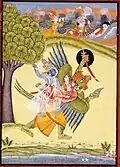 Garuda carries Vishnu and Lakshmi