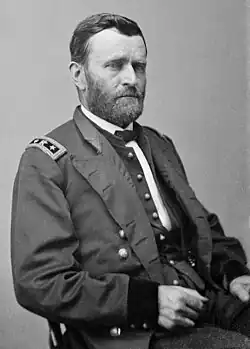 sitting American Civil War general with beard and short hair