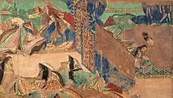 Aristocratic clothing depicted in the Tale of Genji Emaki (Scene: “Yadorigi”)