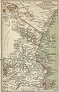 Historical map of the German East African coast, 1890