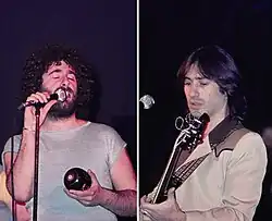 Individual photos of Kevin Godley and Lol Creme on stage