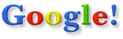 The logo used from October 30, 1998 to May 30, 1999, adding an exclamation mark to the end, an increased shadow, more rounded letters, and slightly different color combinations (the color of the initial "G" being changed from green to blue), which is still used today (although with different hues and font)