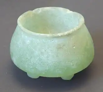 Green aragonite tripod vase, mid-Euphrates region, 6,000 BC, Louvre