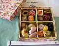 A colourful collection of sweet and savoury snacks to nibble on between sips of sake, while admiring the cherry blossoms