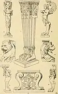 Illustration of Roman furniture details, from 1900, very similar to Empire style furniture