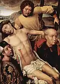 Hans Memling – Diptych of Granada, left wing: Acceptance of the Cross, h. 1475