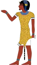 Iunmutef, a form of Horus represented as a priest wearing a leopard skin