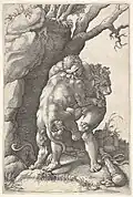 Engraving, c. 1530–87, created by Adamo Scultori and Giulio Romano. Currently held in the Metropolitan Museum of Art.