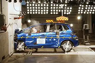 2016 Honda Fit striking a wall head-on at 56&nbsp;km/h