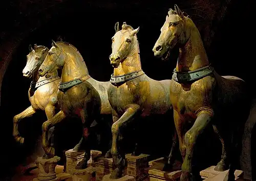 The original Horses of Saint Mark inside St Mark's Basilica, Venice