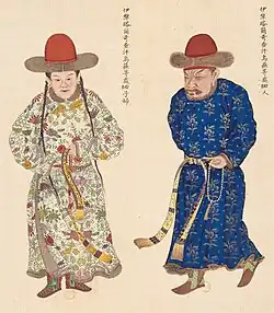 Uyghur people from Ili, Taleqi, Chahan and Wusu. Huang Qing Zhigong Tu, 1769.[235]