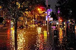 Lower Manhattan's Avenue&nbsp;C is seen flooded.