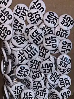 "ICE Out" buttons