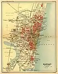 The presidency town of Madras in a 1908 map. Madras was established as Fort St. George in 1640.