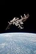 Photo of the ISS and Endeavour taken from Soyuz TMA-20