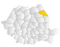 Map of Romania highlighting Iași County