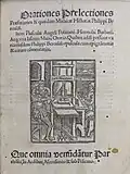 A title page printed in Paris in 1508 showing the style preceding the 1530s: a font dark in colour, with wide capitals, tilted 'e's, large dots on the 'i' recalling calligraphy and blackletter headings.[295]