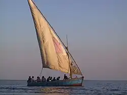 Dhow ferrying passengers near Inhambane, Mozambique