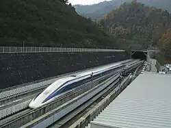 Train running on a track
