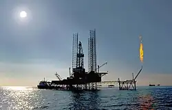Oil production using drilling platform, on the offshore of Turkmenistan
