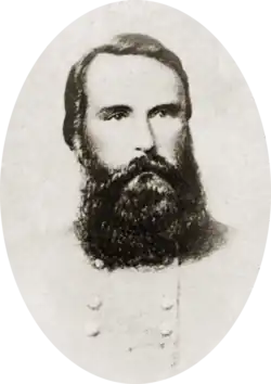 Oval portrait of Longstreet in a Confederate general's uniform