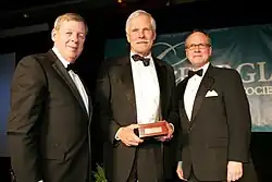 Turner being honored as a Georgia Trustee in 2010 by the Georgia Historical Society alongside U.S. senator Johnny Isakson (left) and Georgia Historical Society president Todd Groce (right).