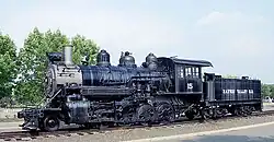 Photograph of Baldwin Rahway Valley 15 on static display at Steamtown, U.S.A., Bellows Falls, Vermont.