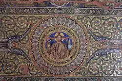 Damaged mosaic of Christ Pantocrator inside the Kaiser Wilhelm Memorial Church, Berlin c. 1895
