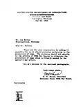 1942 United States Department of Agriculture War Board Letter of appreciation to Joe "Daddy Burt" Burton, a Kentucky hemp farmer for his support of the World War II Hemp for Victory campaign[194]