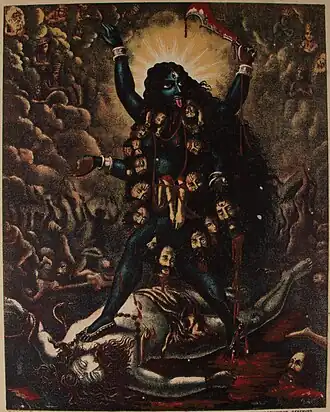As Kali, she is ferocious and wrathful