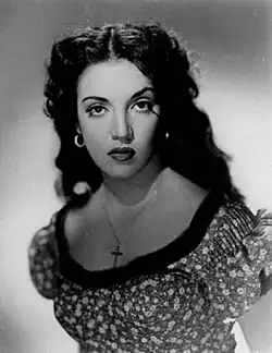 Black and white portrait photograph of Katy Jurado in 1953