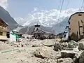 Front view of the Kedarnath Temple in the aftermath of the flood.