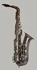Vintage silver-plated 'Pennsylvania Special' alto saxophone, manufactured by Kohlert & Sons for Selmer[54] in Czechoslovakia, circa 1930