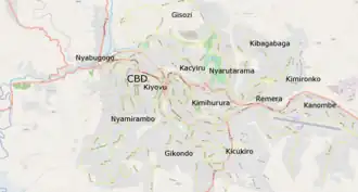 A labelled map of Kigali