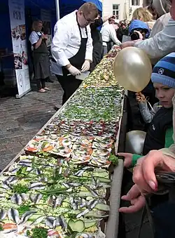 World's largest kiluvõileib, made on Town Hall Square in 2014[128]