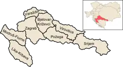 Map of counties of Croatia in 1886