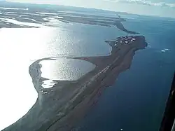 Aerial view of Kivalina, Alaska from the northwest.