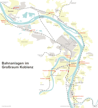 Map of railways in greater Koblenz