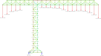 Example of calculation of truss forces made by a program that uses the matrix Gauss solving method