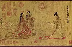Court ladies wearing ruqun and guiyi, from Admonitions of the Instructress to the Palace Ladies (女史箴图) by Gu Kaizhi, c.380