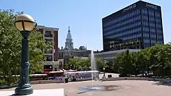 Downtown Lafayette and the Riehle Plaza and CityBus depot